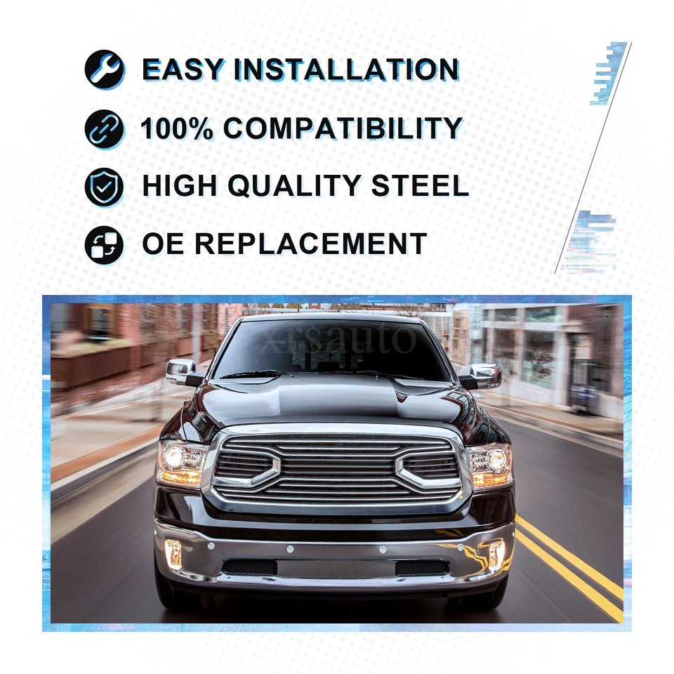 Steel Front Bumper Cover Lower Bottom Bar For 2014-2018 Ram 1500 W/Fog Hole - Image 3 of 4