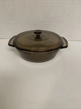 Anchor Ovenware Casserole Smoky Glass 1.5 Qt. Pre-Owned 