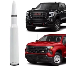 VMS White Bullet Antenna and Adapter for Silverado 2007 and Newer