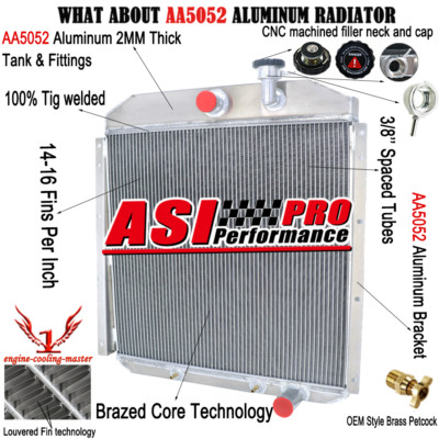 4 Row Cooling Radiator For 1955-1959 56 57 GMC Truck 4.4L 5.2L 5.3L 5 ...