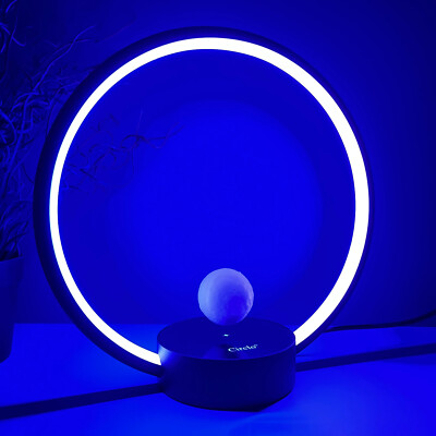 Circular Table/Desk Lamp with Levitating & Spinning Switch - Multiple LED colors