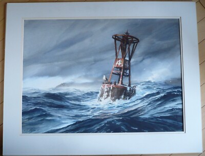 WILLIAM E. RYAN, LISTED Seattle WA WASHINGTON MARINE WATERCOLOR SEAGULL BIRD SEA