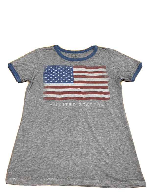 Lol Vintage Gray Graphic Tee Size Large American Flag Crew Neck