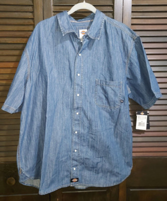 Men's NWT Denim DICKIE'S Short Sleeved Buttoned Shirt Sz 2X