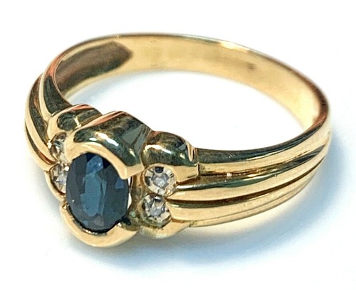 Bague Or 18 Carats Avec Saphir Et Diamants - 0.02 Carat - Taille 54 - Style Solitaire