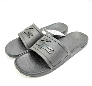 mens lacoste sliders black