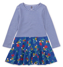 TEA COLLECTION Alpine Flowers Tiered Skirt Dress - Blue - NWT Girls 12