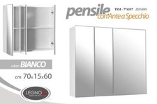 SPECCHIO BAGNO 3 ANTE PENSILE PARETE MOBILE BIANCO LEGNO 70*15*60
