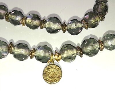 Facettierte Hartglas-Kugelkette mit Luftbläschen-Einschlüssen von *Moon Magic*