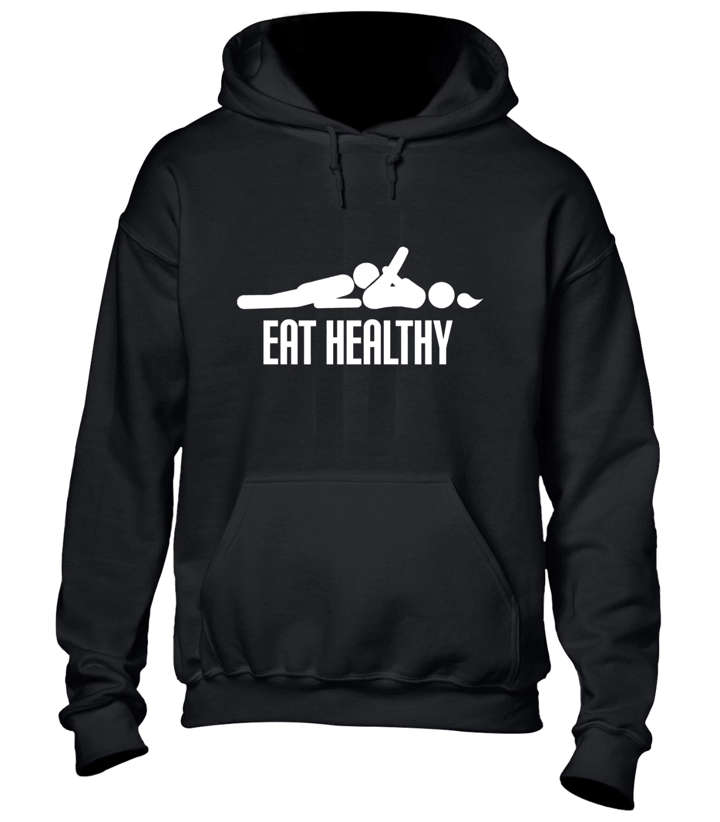 RHUDE FELPA CON CAPPUCCIO EAT HEALTHY FELPA DIVERTENTE SCHERZO RUDE DESIGN CARTONE ANIMATO TOP REGALO FANTASTICO