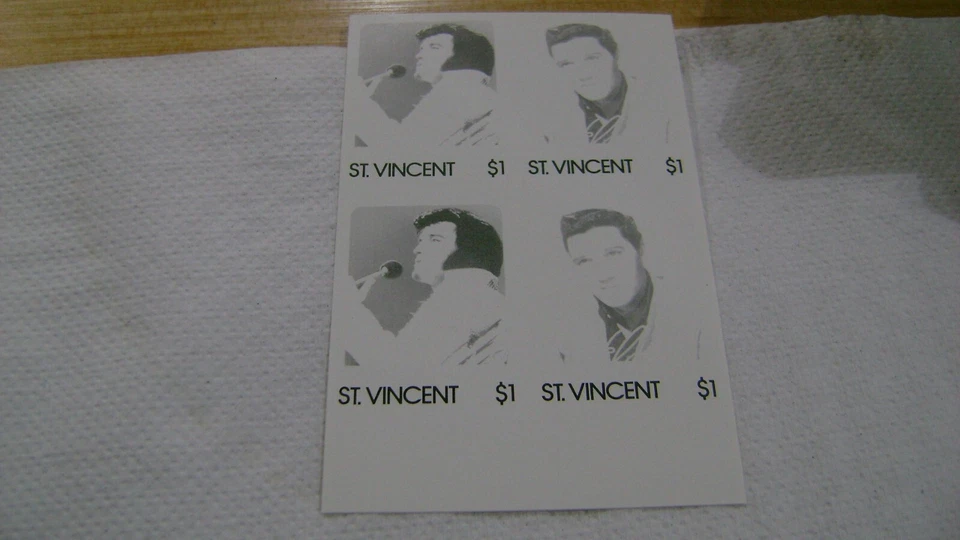 St VINCENT Elvis Presley $1 -PAR-BLOQUE DE 4-IMPERFORADO-.-PRUEBA-progresivo-MNH Foto 4 de 4