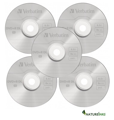 5 Verbatim Logo Dual Layer DVD+R 8x DL Double layer Blank Discs