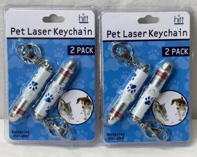 HITT Cat Laser Pointer Keychain Teaser Flashlight Dog Pet Light 4 Lasers W/ Batteries