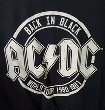 AC/DC ⚡️ Back In Black World Tour 1980-1981 T Shirt Size Large Black