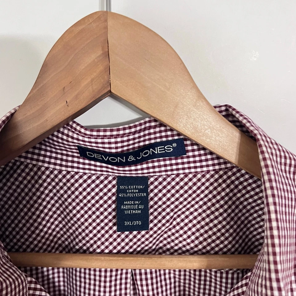 Camisa Devon Jones Para Hombres Talla 3XL Roja A Cuadros Manga Larga Parche Abotonado Usada en Excelente Condición Foto 2 de 4