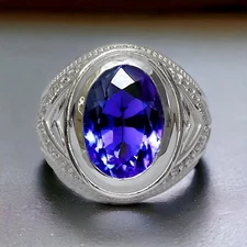Tanzanite Gemstone With 925 Sterling Silver Groom Ring For Men's #BL171