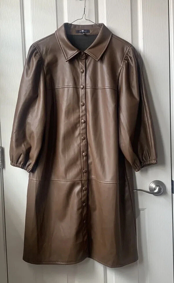 7 for all mankind brown leather dress