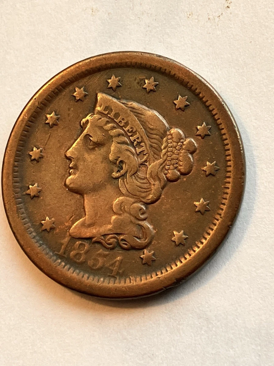 1854 Year Braided Hair Large Cents (1839-1857) for sale | eBay