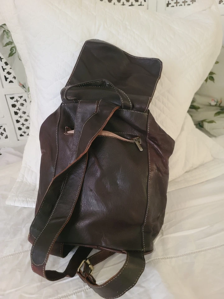 SAC A DOS DE VILLE CUIR GRAS MARRON - Photo 4/4