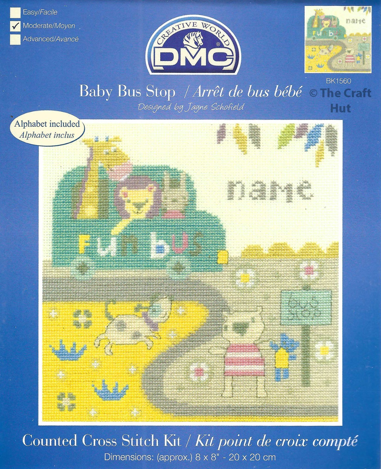DMC Counted Cross Stitch Kit Modern - Cute Baby Bus Stop Animals BK1560 New