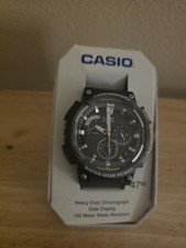 Casio Chronograph MCW200H-1ATN Watch, 100 Meter WR, Black Resin, Date, NEW