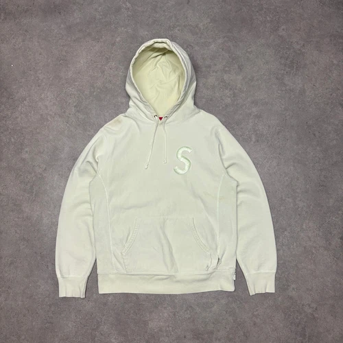 Pull à capuche lourd Supreme vert clair logo « S » (M)