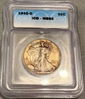 1945 D Walking Liberty Half Dollar  ICG MS 66 Toned Gem Type w/ Attractive Color