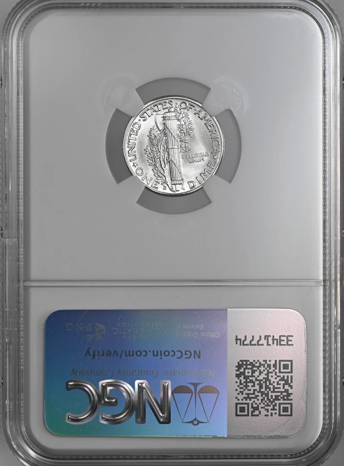1945-D 10C MERCURY SILVER DIME "DENVER MINT" NGC MS67 #8345184-125 - Image 4 of 4