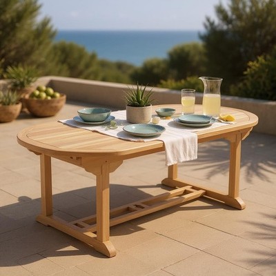 Teak Esstisch oval ausziehbar Gartentisch 1,5-2,1m atemberaubend Grade A Qualität