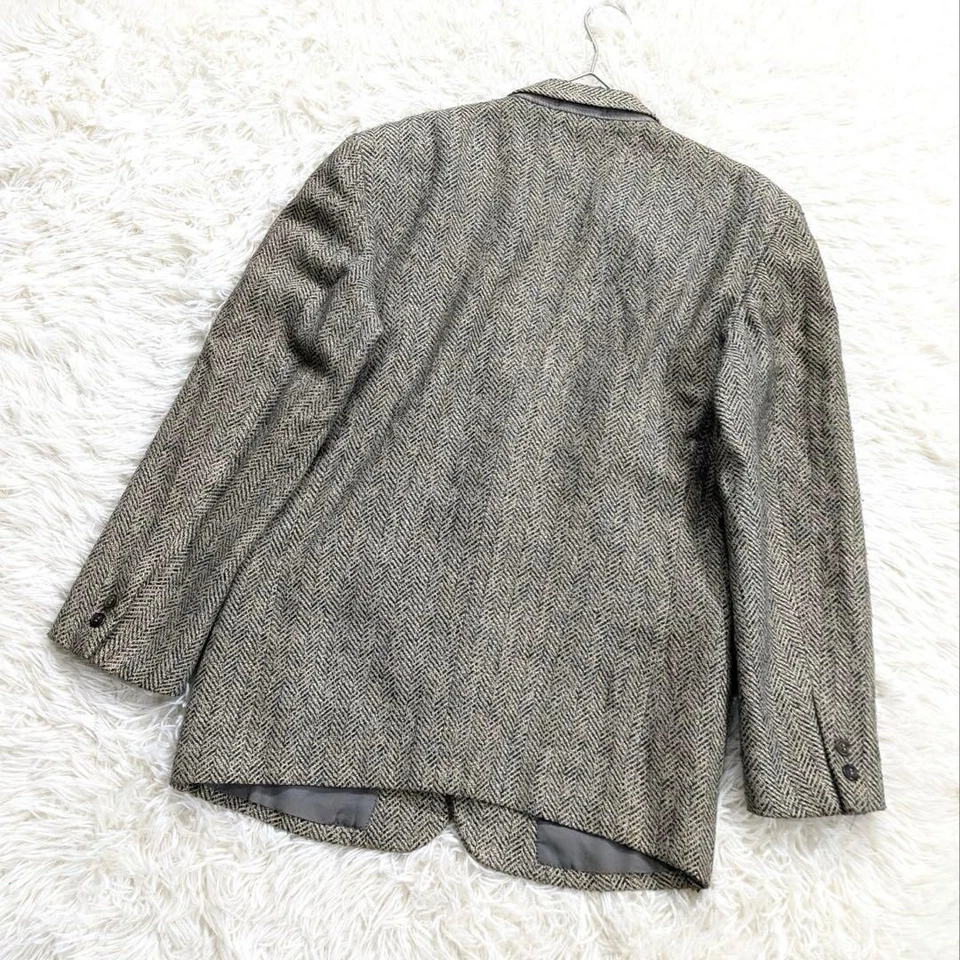 ISSEY MIYAKE Herringbone Wool Linen Blazer Beige Black Made in Japan M F/S - Image 2 of 4