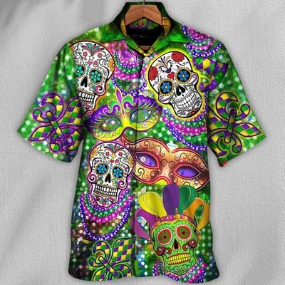 Skull Aloha Hawaiian Shirt For Summer   Skull Mardi Gras Hawaiian Shirt   Perfec