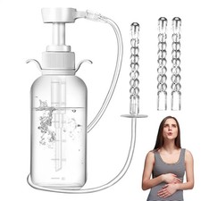 300ml Pump Action Douche Enema Bottle with Nozzle Vaginal Anal Cleaning Reusable