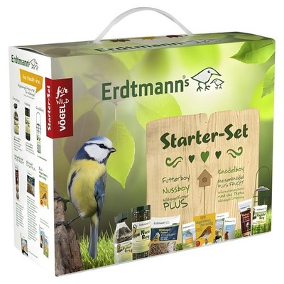 Erdtmanns Vogelfutter-Set 8-teilig für Vögel, Streufutter, Knödel & Nüsse