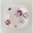 Red Wing Pottery Fantasy #452 Pink Floral Dish Hand Painted Mid Century Modern