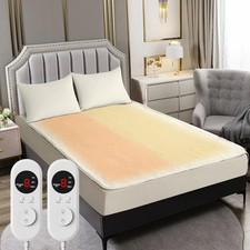 Heated Mattress Pad Queen Size   Electric Bed Pad with Dual Zone Control, Hea...