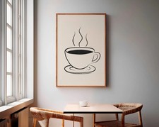 Coffee Cup Art Print Lover Poster Bar Decor Kitchen Wall Unframed