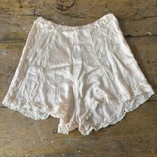 Vintage 1930s 40s Bed Shorts Lace Silk Pink Used As Is Lingerie