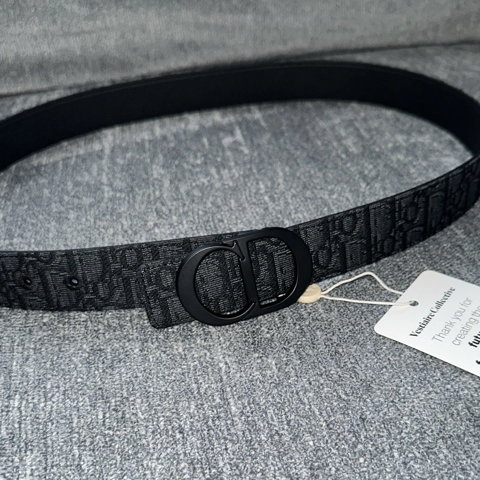 Christian Dior Cinturón Jacquard CD Negro Hebilla Reversible Talla 36-38 Foto 3 de 4