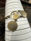 Vintage Coin Bracelet Old Belgium Cut Out Currency 1930 Hook Clasp 7.25 In.