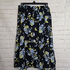 VTG 90s Grunge Blue Floral Skirt Sz L Whimsigoth Witchy Boho CottageCore