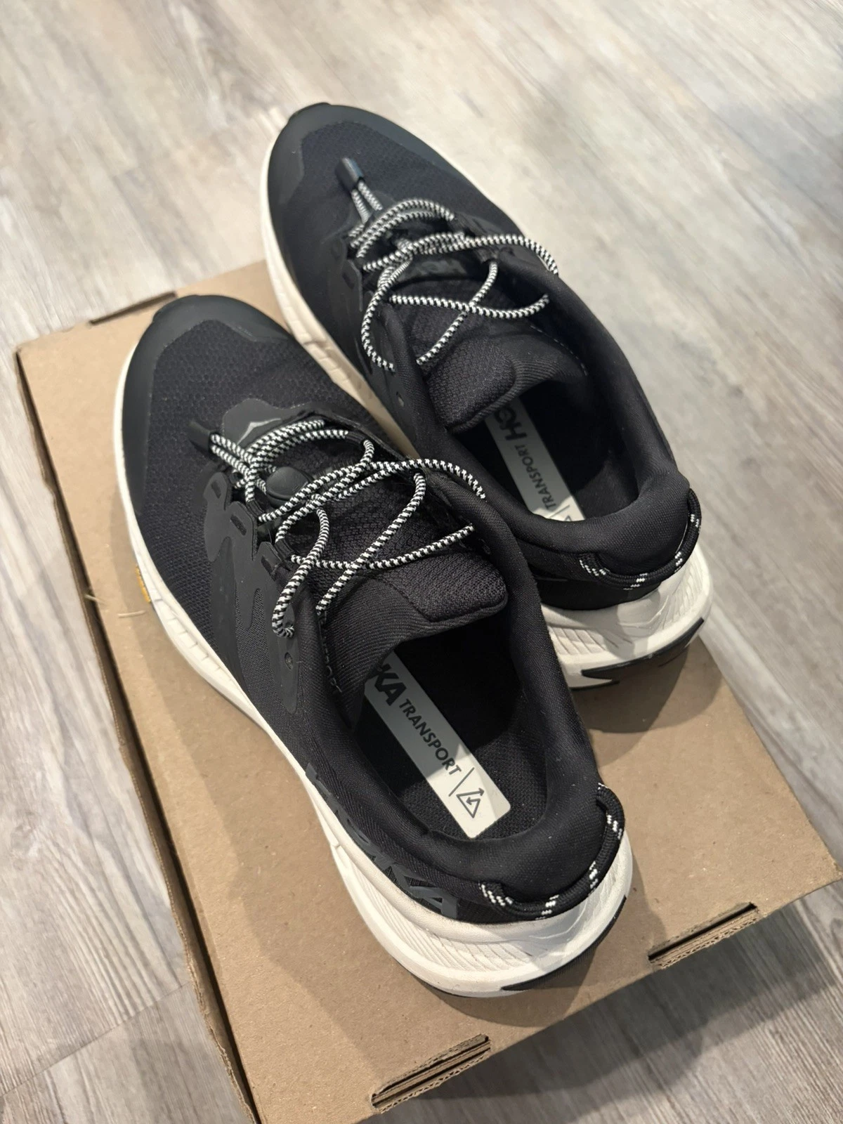 Hoka One One Womens TRANSPORT Black Sneakers Size 6B