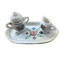 Vtg Tiny Mini Tea Set Little Dollhouse Plate Porcelain Miniature Occupied JAPAN