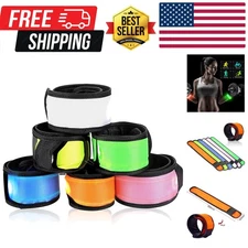 Pack of 6 LED Light Up Band Slap Bracelets Night Safety Wrist Band for Cyclin...
