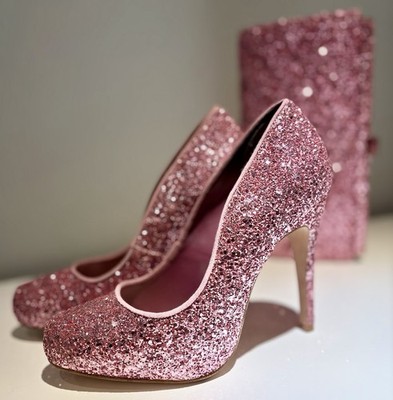 Buffalo London High Heels Gr. 40 Rosa Glitzer High Heels & Cluch