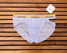 Calvin Klein CK Hombres Violeta Pálido Púrpura Malla Transparente Nylon Breve Ropa Interior