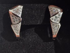 925 Silber Zirkonia Ohrringe – Modernes Design – Creolen Stil – Neu / ungetragen