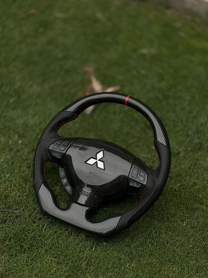 Mitsubishi Lancer Evolution 2007-2016 Carbon Fiber Sports Steering Wheel - Image 2 of 4