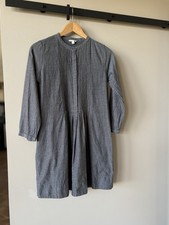 Gap Pintuck Shirt Dress Womens Small Black Chambray Long Sleeve Oversized