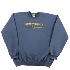 Vintage West Virginia Mountaineers Embroidered College Crewneck Sweatshirt Sz L