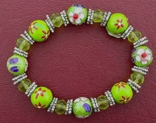 BEAUTIFUL GREEN MURANO STYLE STRETCH BRACELETS MS4
